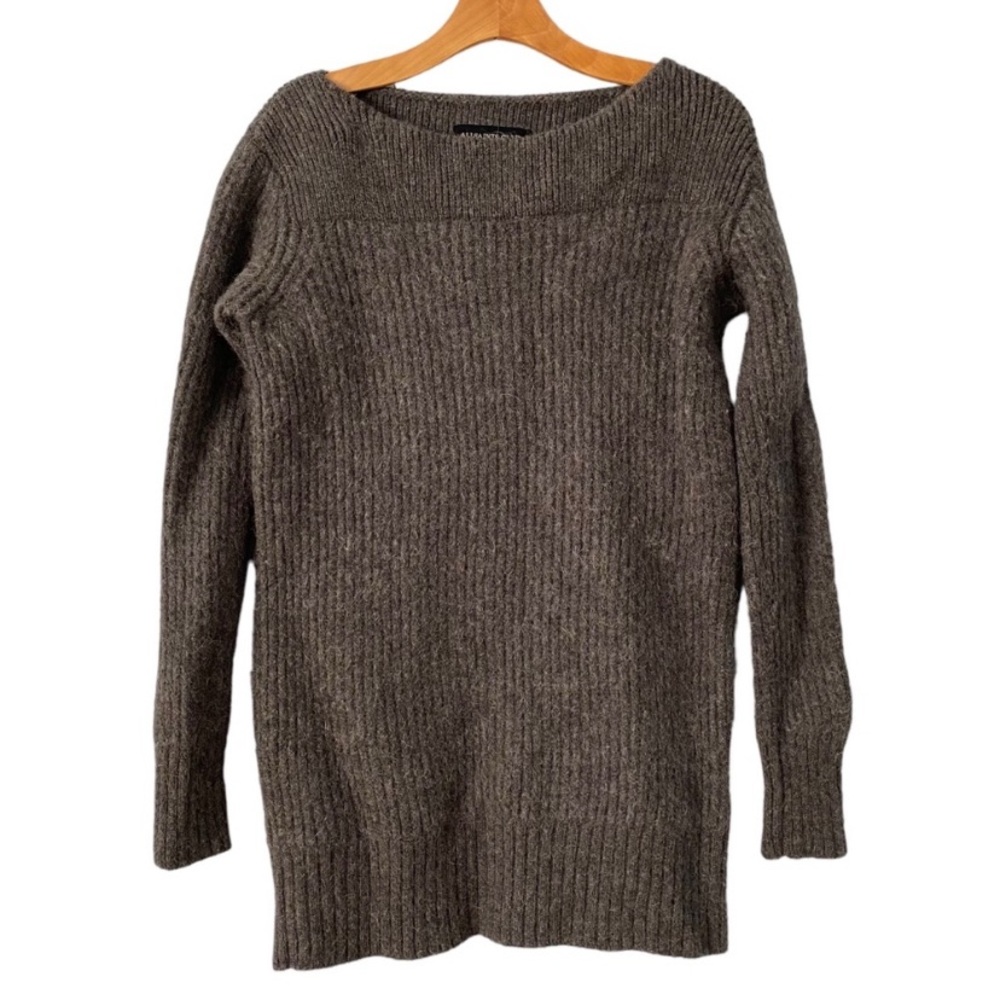 Allsaints Grey Alpaca/Wool Ribbed Knit Long Sleeve Warm Pullover Sweater 6